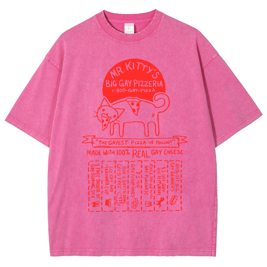 Big Gay Pizzaria Unisex Fit Washed Oversized T-Shirt
