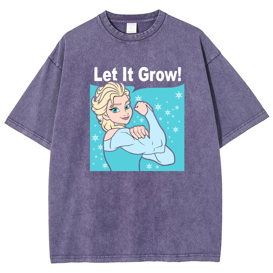 Funny Gym Elsa Let It Grow Unisex Washed T-Shirt