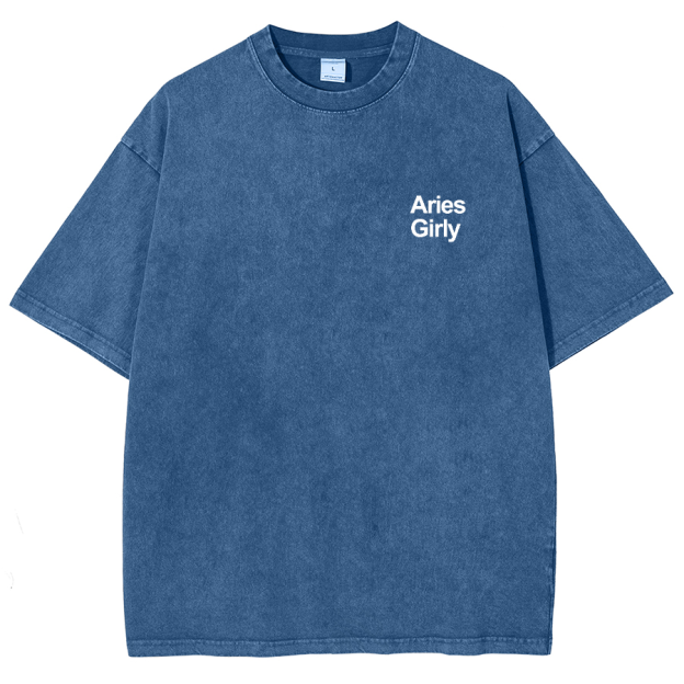 Aries Girly Unisex Fit Washed Oversized T-Shirt