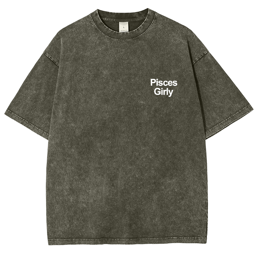 Pisces Girly Unisex Fit Washed Oversized T-Shirt