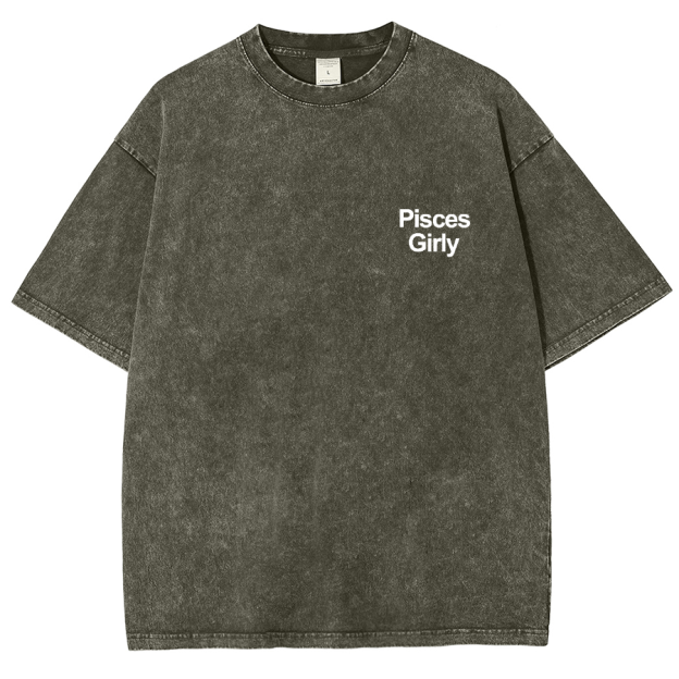 Pisces Girly Unisex Fit Washed Oversized T-Shirt