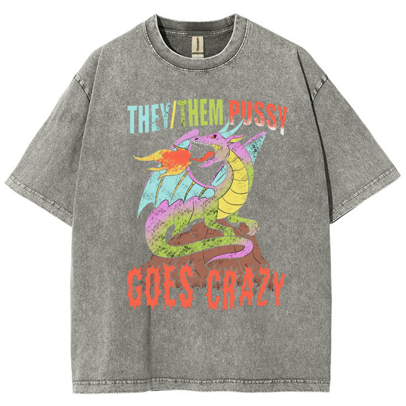 Them Pussy Goes Crazy Vintage Snowflake Washed T-Shirt