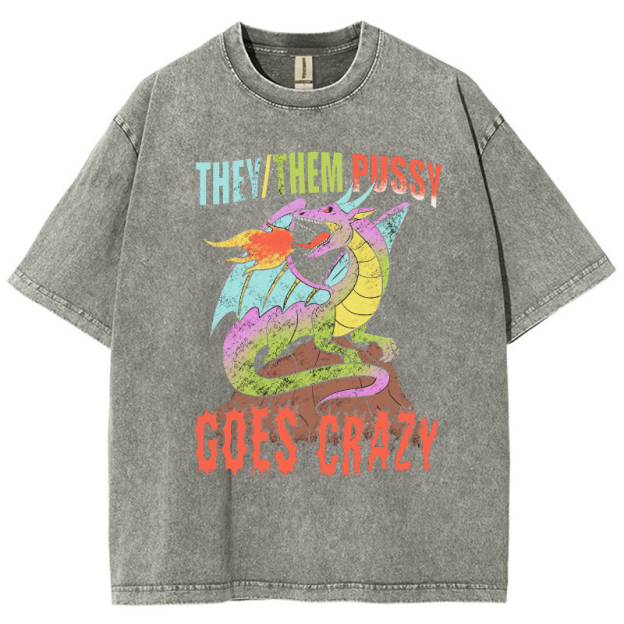 Them Pussy Goes Crazy Vintage Snowflake Washed T-Shirt
