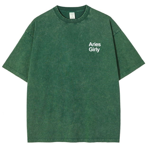 Aries Girly Unisex Fit Washed Oversized T-Shirt