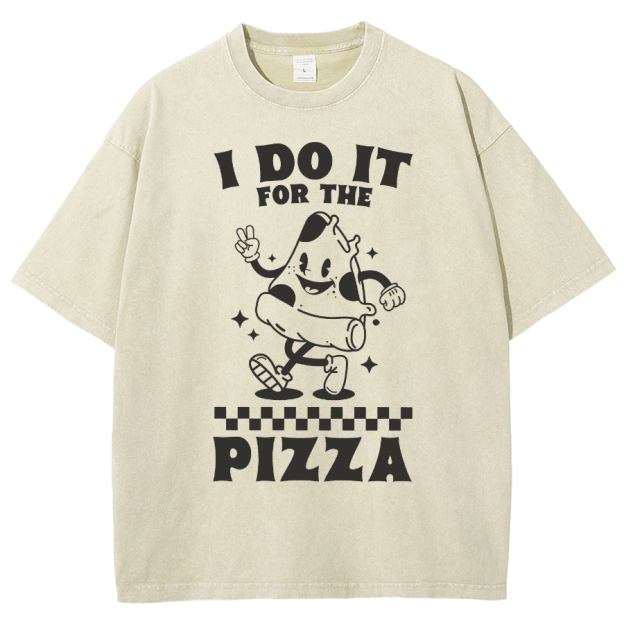 I Do It For The Pizza Unisex Fit Washed T-Shirt