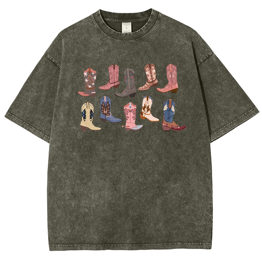 Cowgirl Boots Washed Oversized T-Shirt