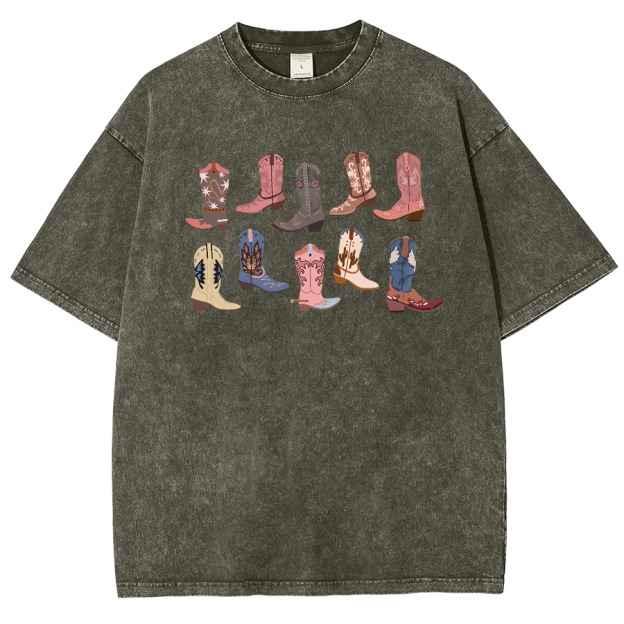 Cowgirl Boots Washed Oversized T-Shirt