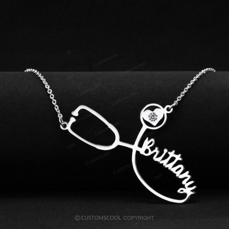 Customizable stethoscope name necklace Customscool