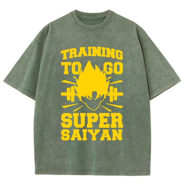 Training To Go Super Saiyan Unisex Fit Washed Oversized T-Shirt