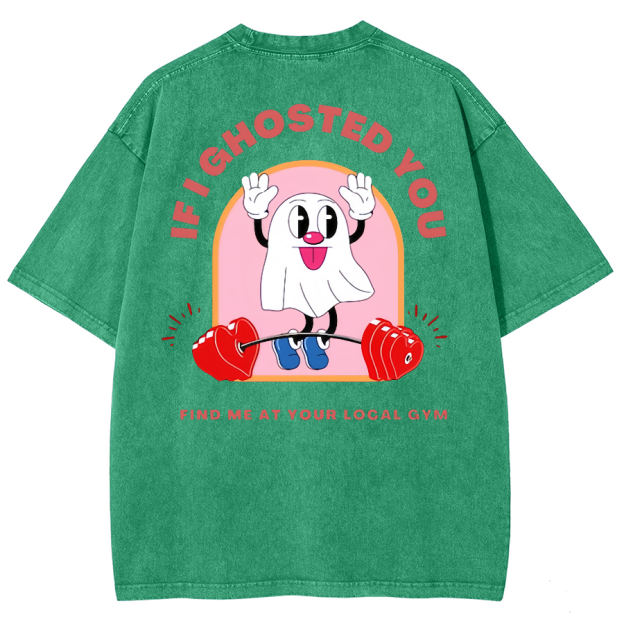 Ghostin at the Gym Unisex Fit Washed Oversized T-Shirt