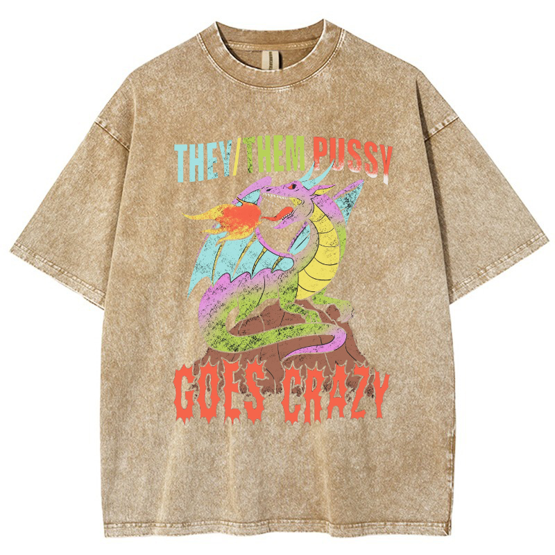 Them Pussy Goes Crazy Vintage Snowflake Washed T-Shirt