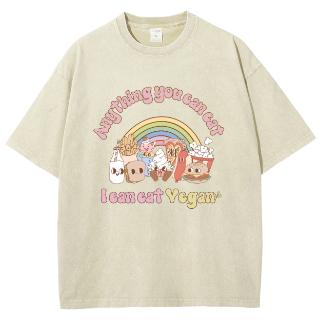 I Can Eat Yegan Unisex Fit Washed T-Shirt