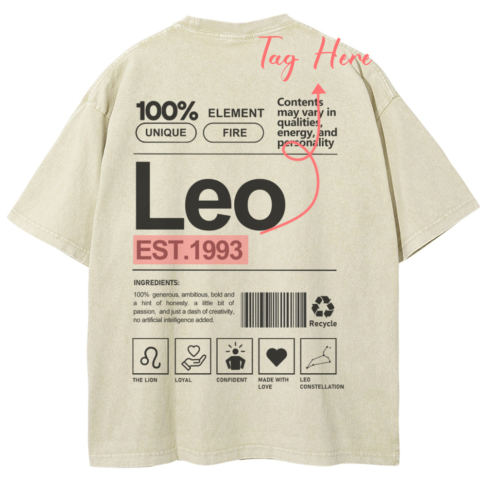 Leo Addcustom Unisex Fit Washed T-Shirt