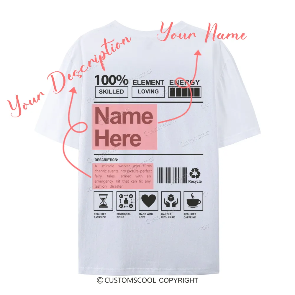 Addcustom Name And Your Description Casual Short Sleeve T-Shirt Customscool