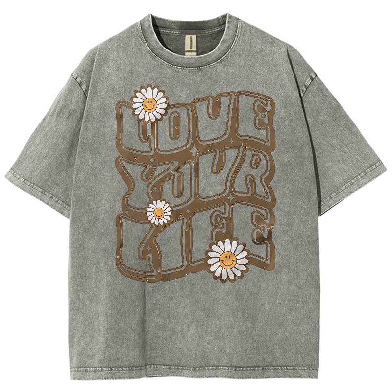 Love Your Life Unisex Fit Washed Oversized T-Shirt