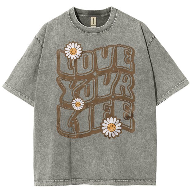 Love Your Life Unisex Fit Washed Oversized T-Shirt