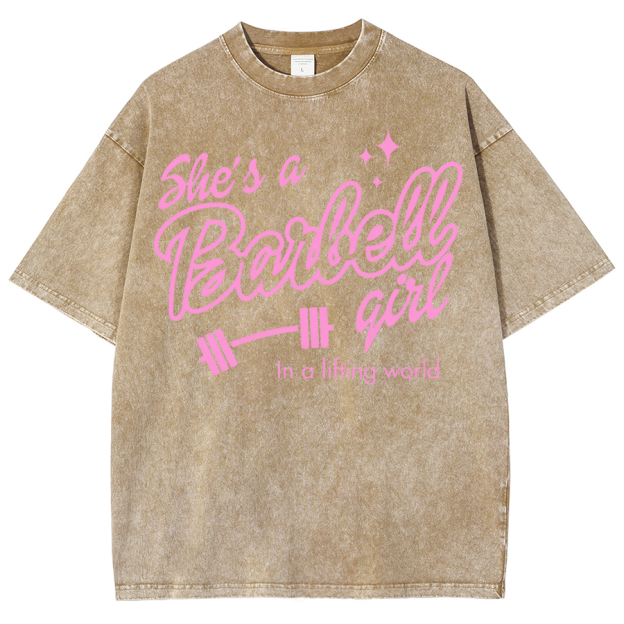 She Is A Barbell Qite Unisex Fit Washed Oversized T-Shirt