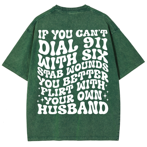Dial 911 Unisex Vintage Washed Short Sleeve T-Shirt