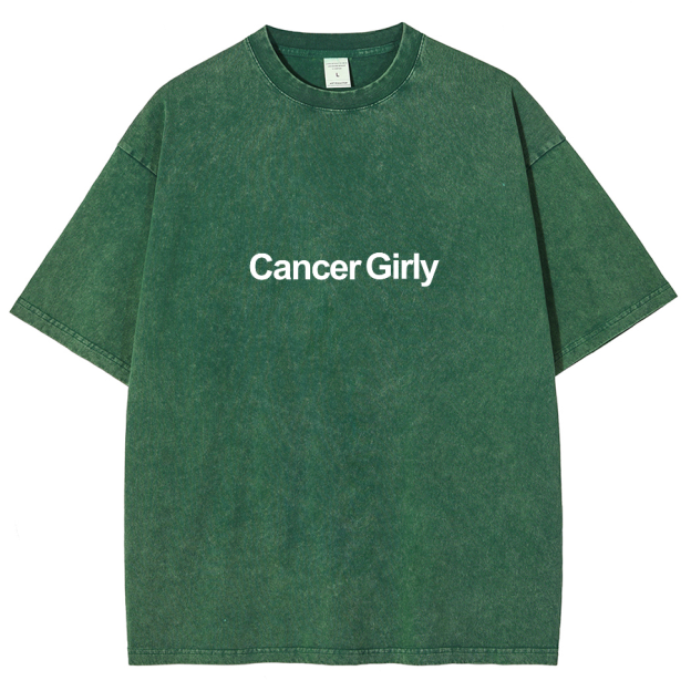 Cancer Girly Unisex Fit Washed Oversized T-Shirt