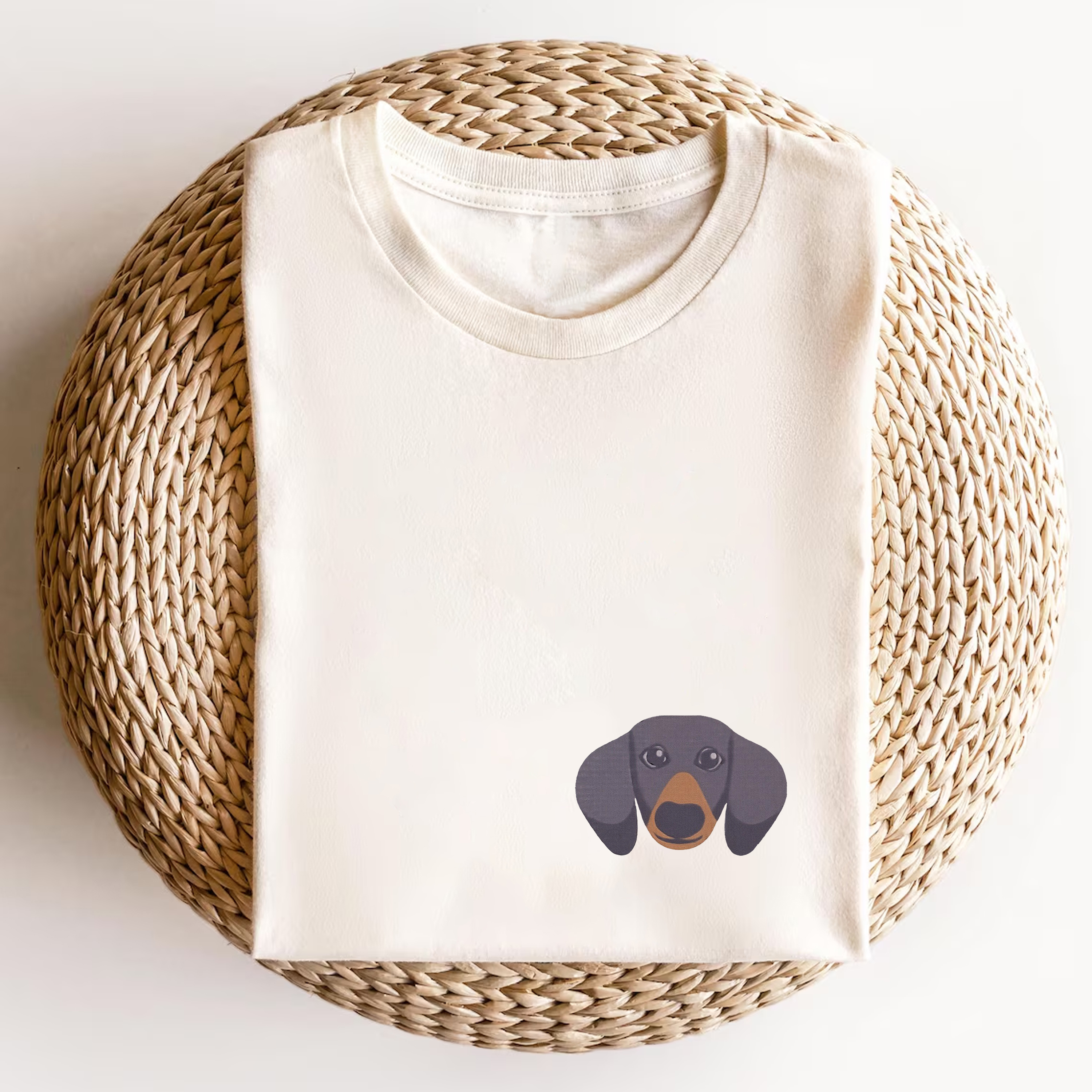 French Bulldog Golden Retriever Labrador Dachshund Dog Face Embroidered Unisex Fit Washed T-Shirt Customscool