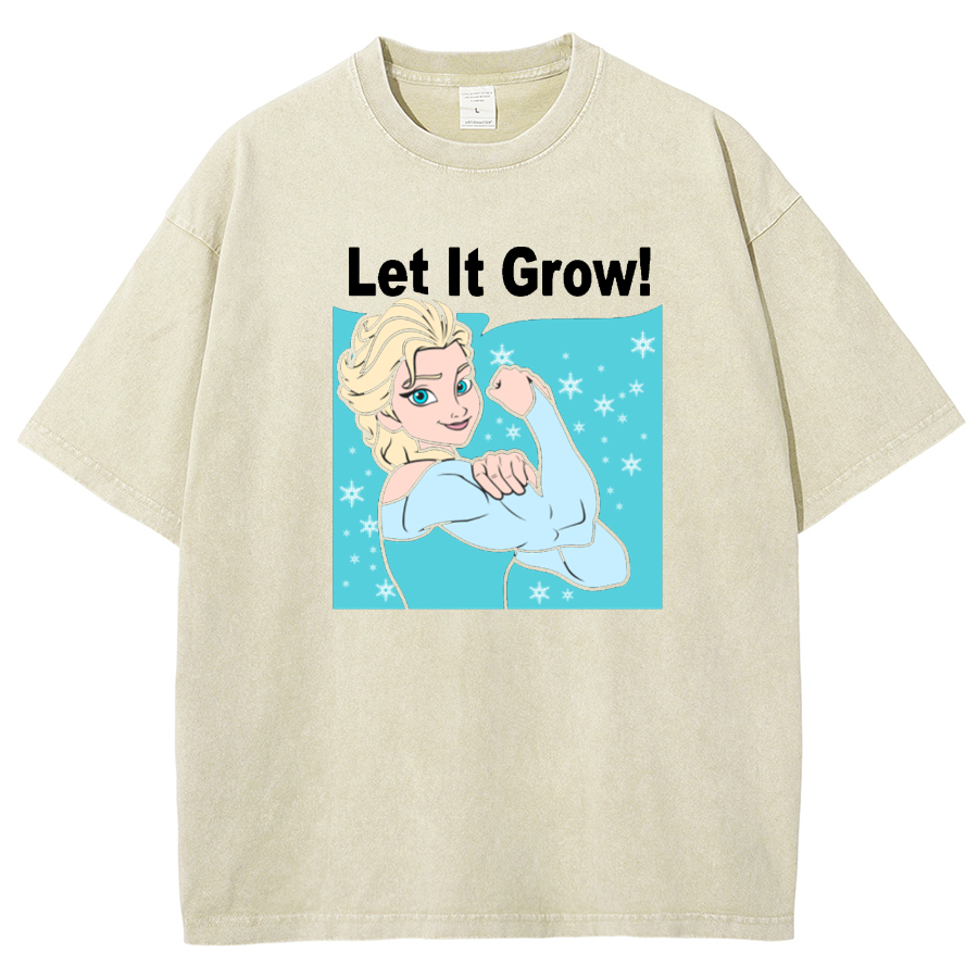 Funny Gym Elsa Let It Grow Unisex Washed T-Shirt