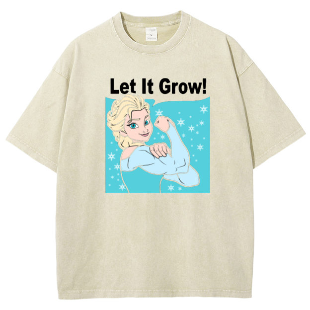 Funny Gym Elsa Let It Grow Unisex Washed T-Shirt