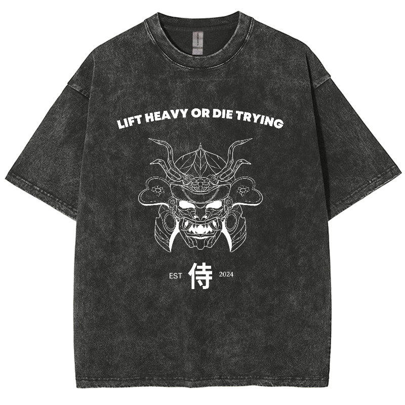 Lift Heavy Or Die Trying Unisex Fit Washed Oversized T-Shirt