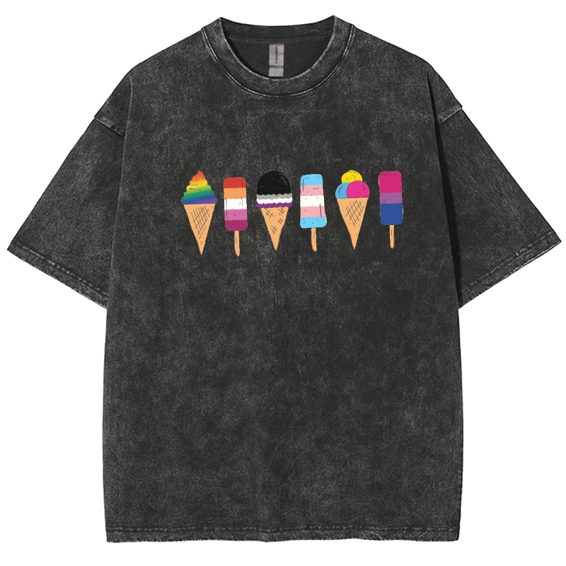 Pride Ice Cream Unisex Fit Washed Oversized T-Shirt