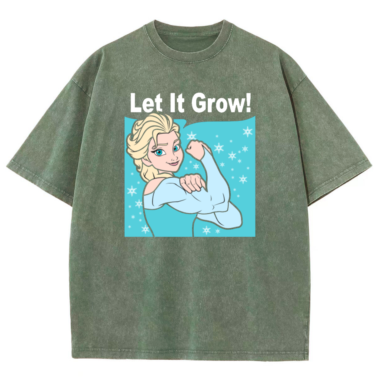 Funny Gym Elsa Let It Grow Unisex Washed T-Shirt