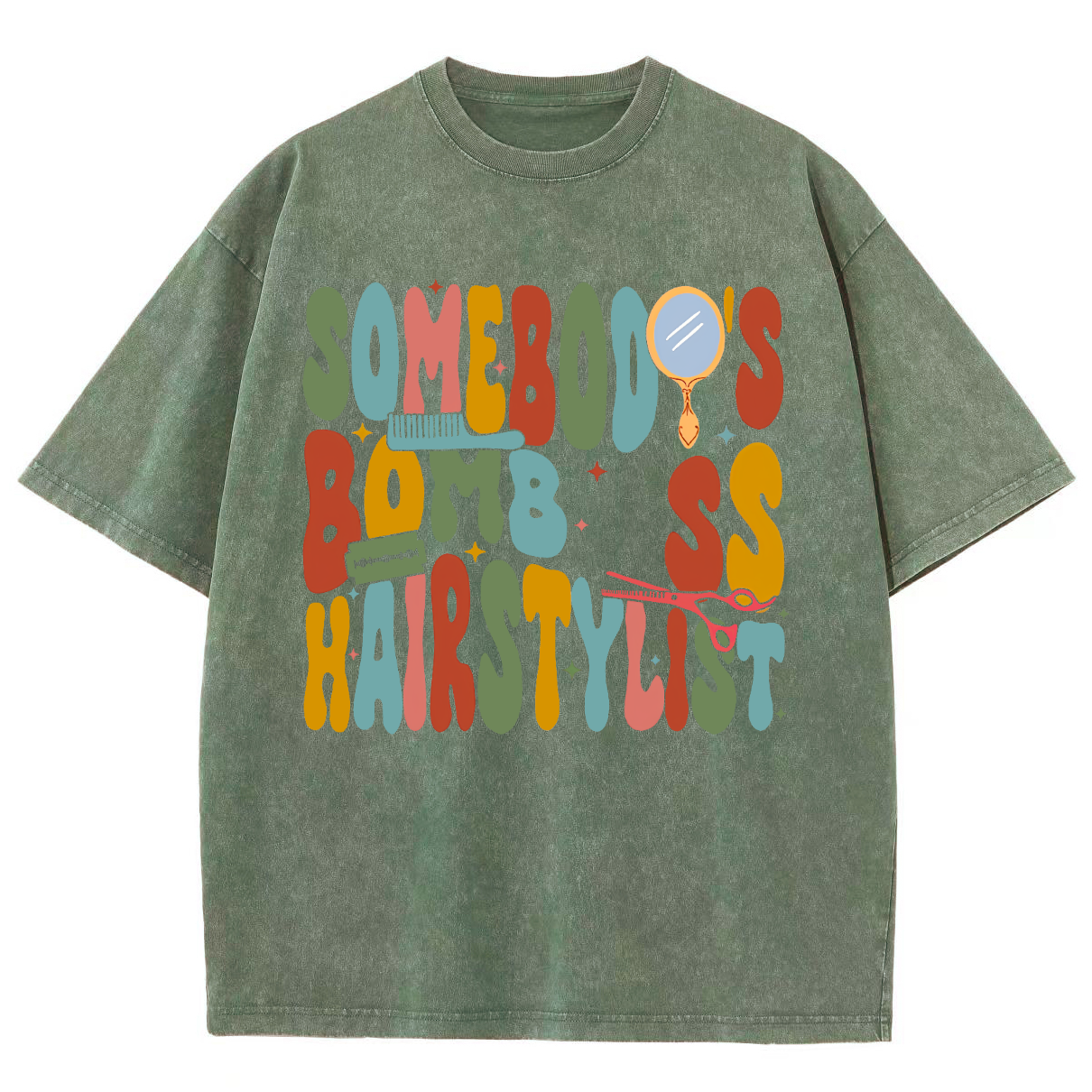 Somebody's Bomb Hairstylist Unisex Fit Washed Oversized T-Shirt