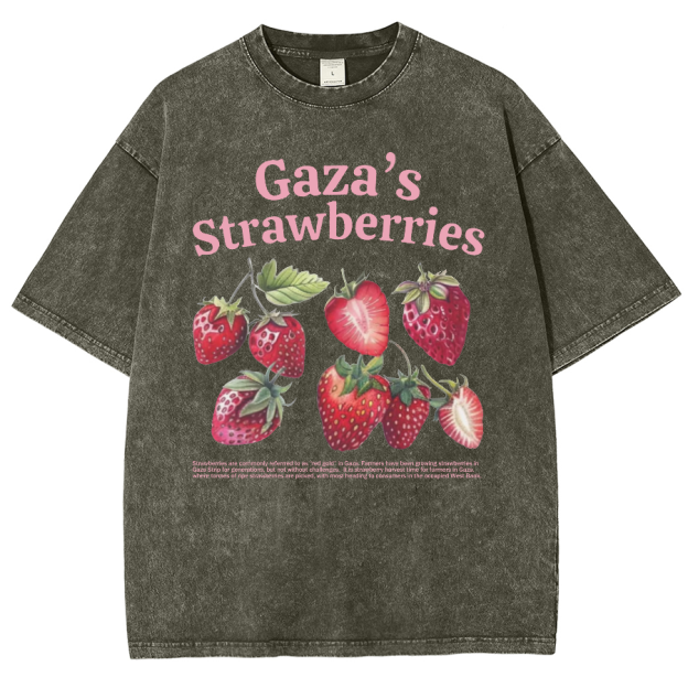 Gaza's Strawberries Fruits Unisex Fit Washed Oversized T-Shirt