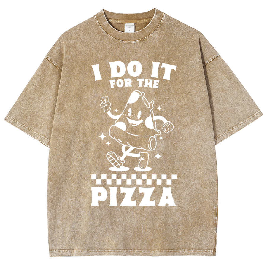 I Do It For The Pizza Unisex Fit Washed T-Shirt