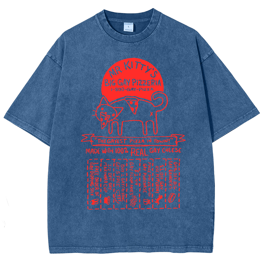 Big Gay Pizzaria Unisex Fit Washed Oversized T-Shirt