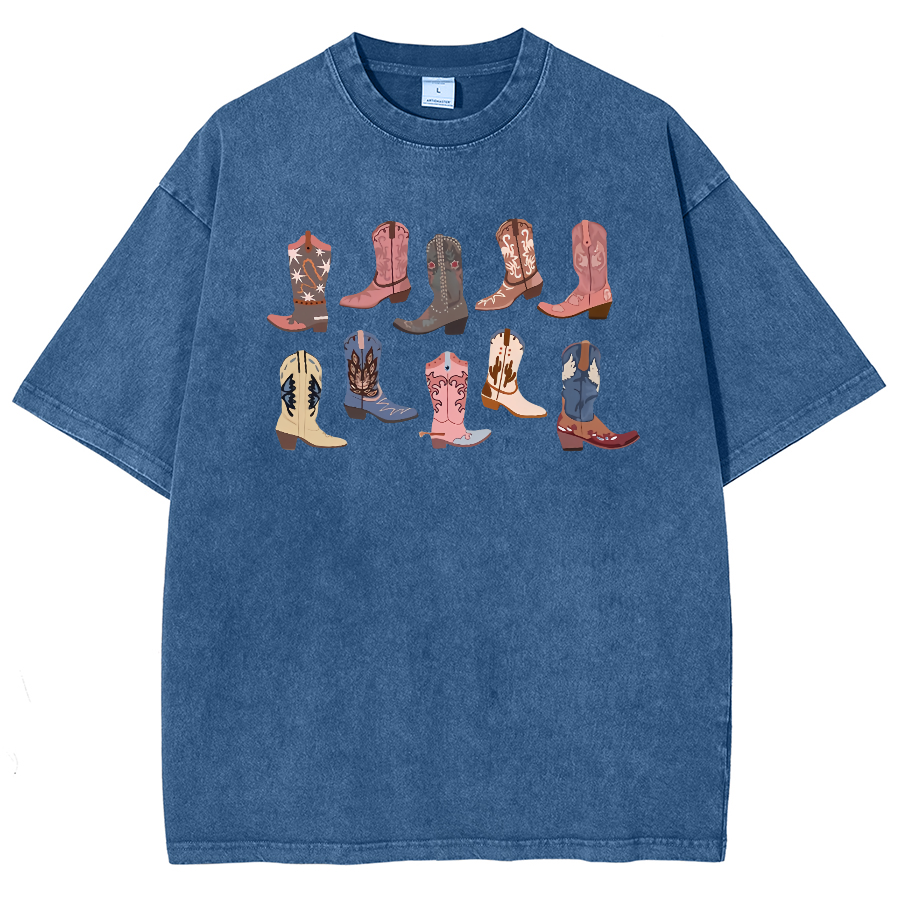 Cowgirl Boots Washed Oversized T-Shirt