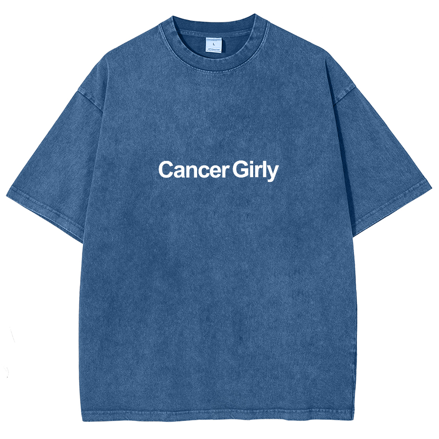 Cancer Girly Unisex Fit Washed Oversized T-Shirt