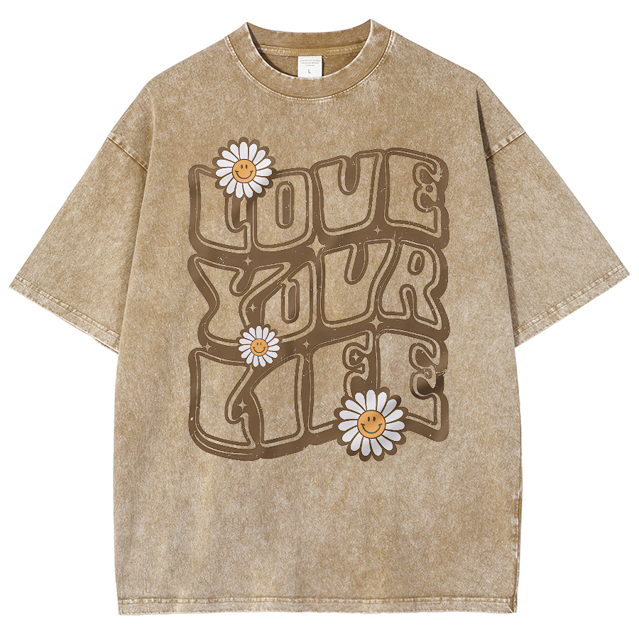 Love Your Life Unisex Fit Washed Oversized T-Shirt