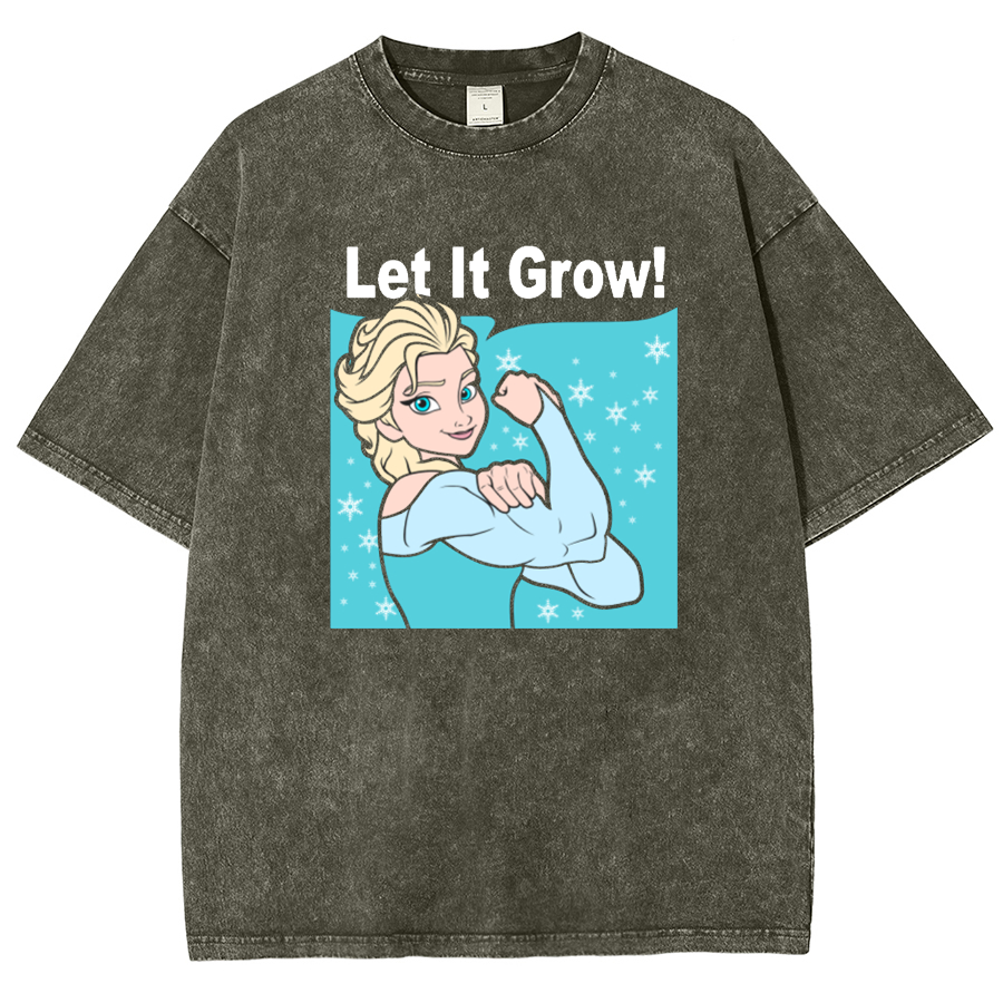 Funny Gym Elsa Let It Grow Unisex Washed T-Shirt