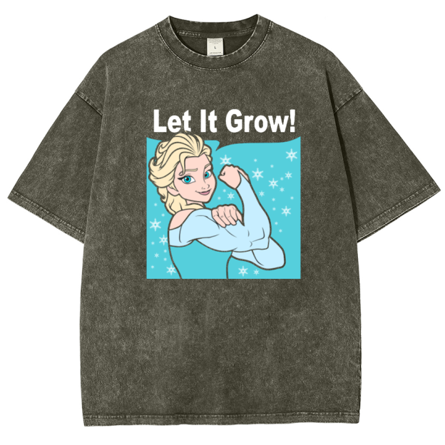 Funny Gym Elsa Let It Grow Unisex Washed T-Shirt