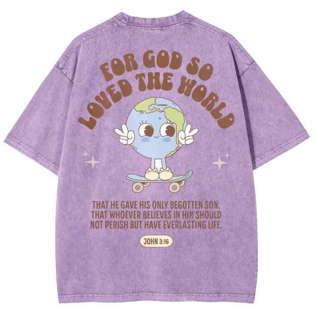 For God So Loved The World Unisex Fit Washed Oversized T-Shirt