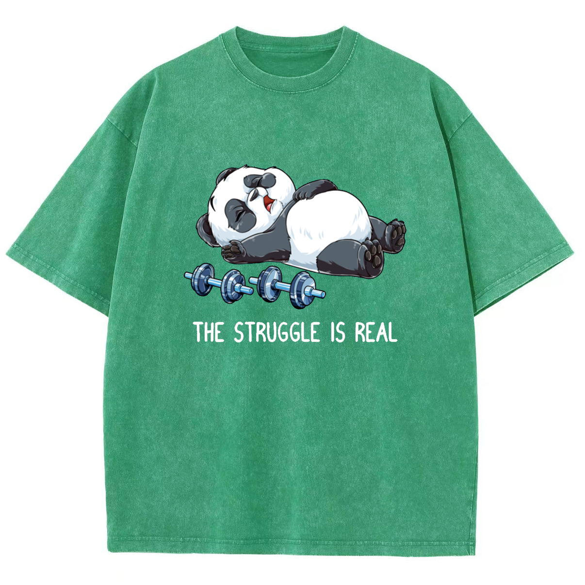 Panda Gym Weightlifting Fitness Washed T-shirt