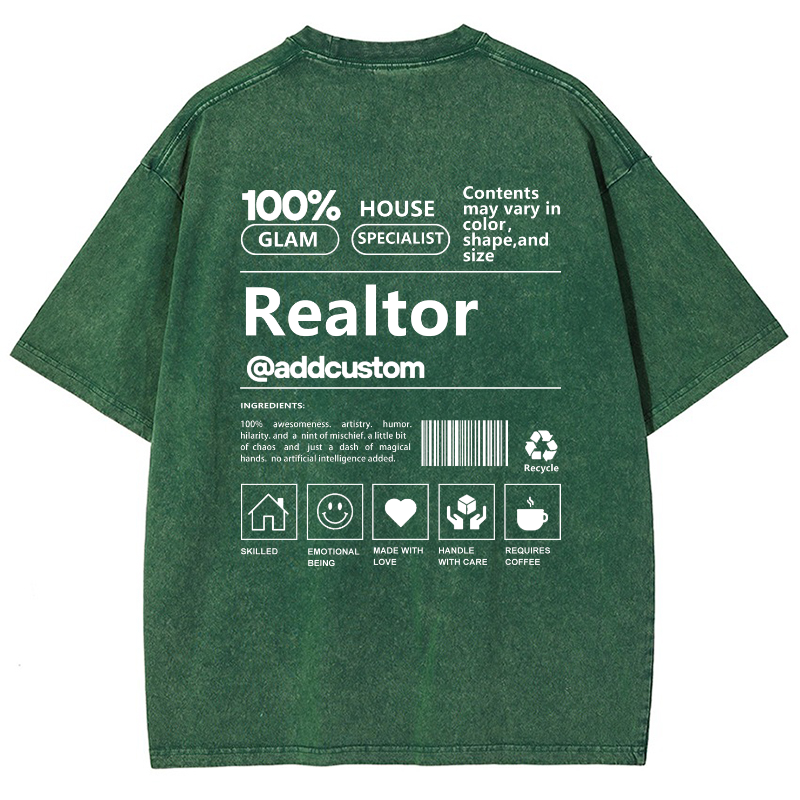 Realtor Vintage Snowflake Washed T-Shirt Customscool