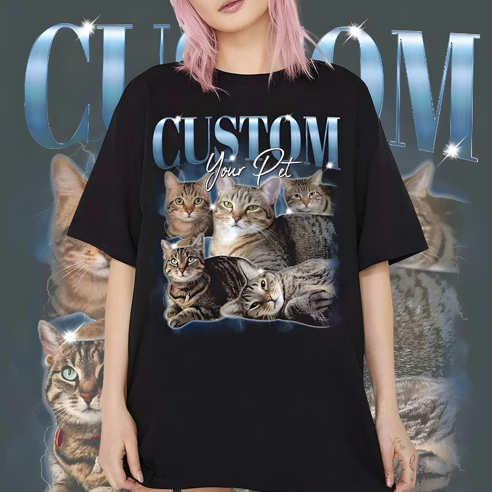 Custom Pet Photo Comfort Unisex Fit Washed T-Shirt Customscool
