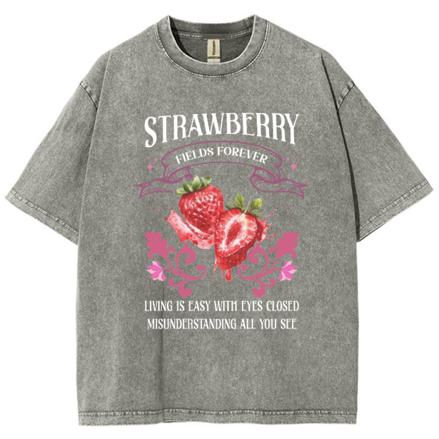 Beatle Strawberry Fields Vintage Snowflake Washed T-Shirt