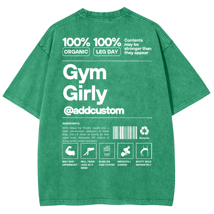 Gym Girly Addcustom Unisex Fit Washed Oversized T-Shirt