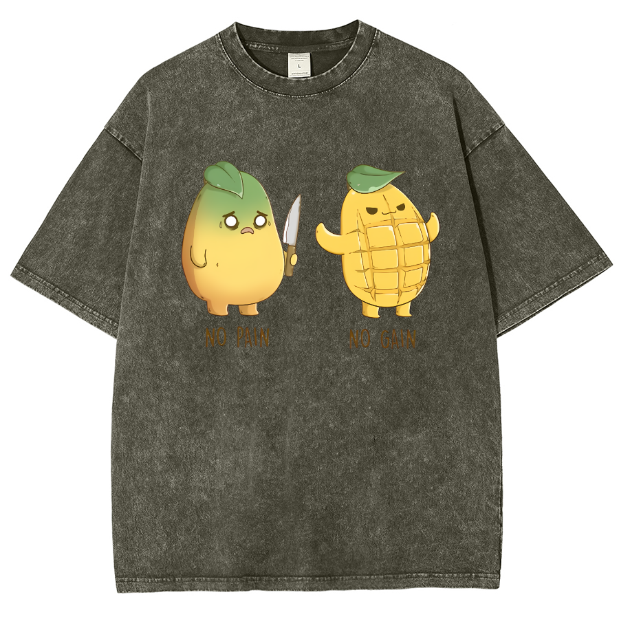 No Pain No Gain Unisex Fit Washed Oversized T-Shirt
