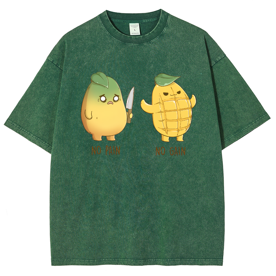 No Pain No Gain Unisex Fit Washed Oversized T-Shirt