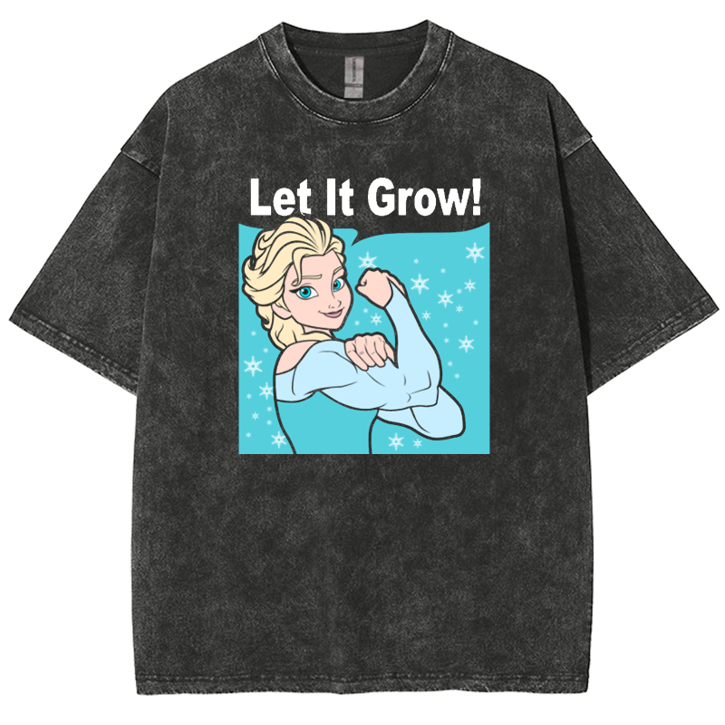 Funny Gym Elsa Let It Grow Unisex Washed T-Shirt