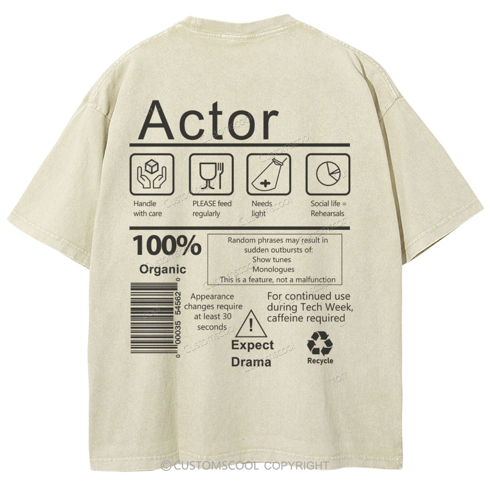 Actor Unisex Fit Washed T-Shirt Customscool