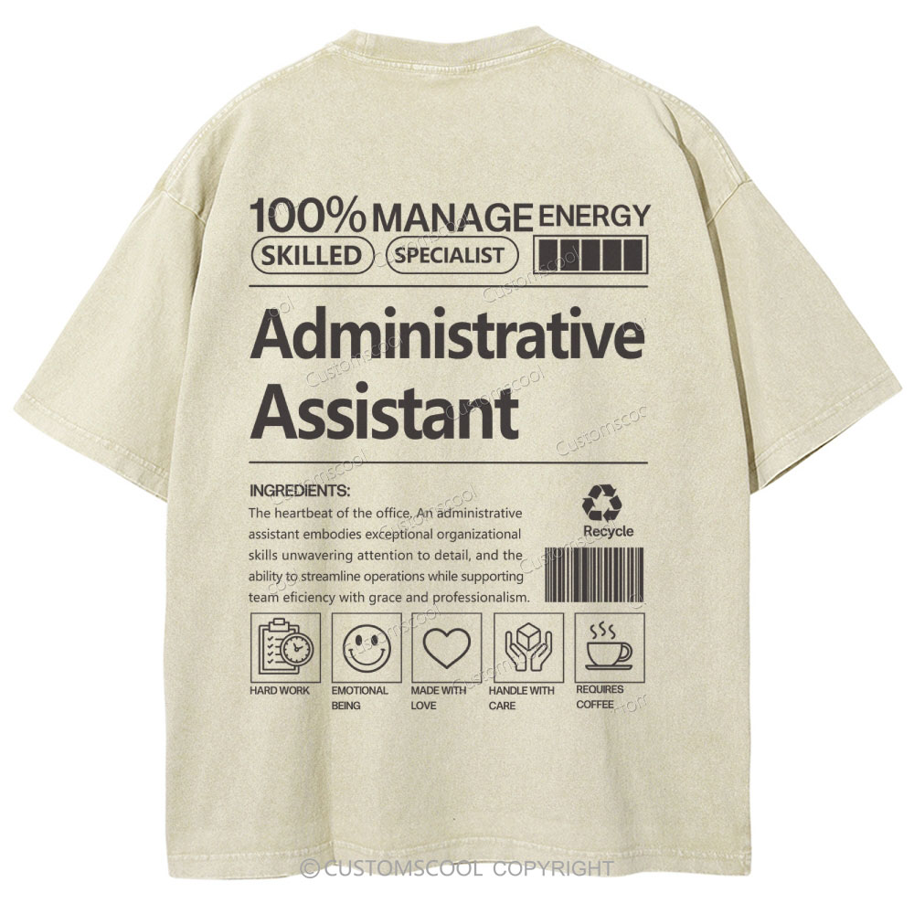 Administrative assistant Unisex Fit Washed T-Shirt Customscool