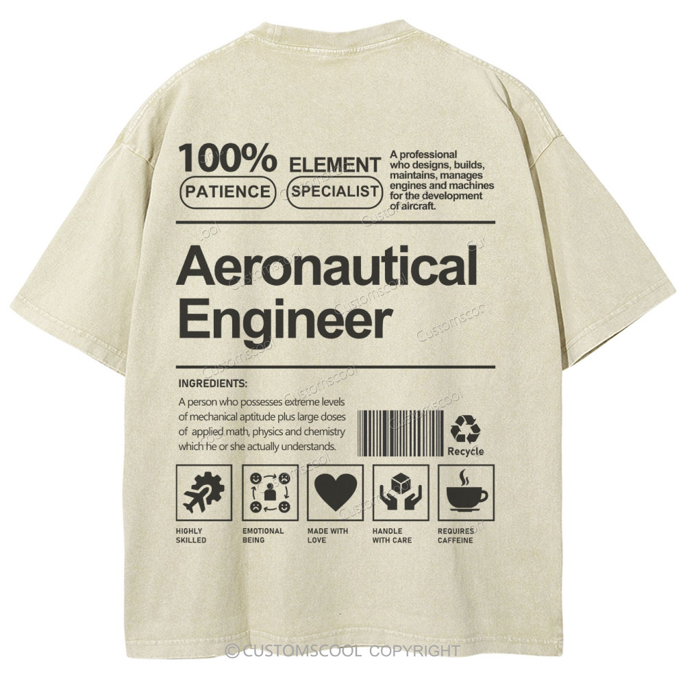 Aeronautical Engineer Unisex Fit Washed T-Shirt Customscool